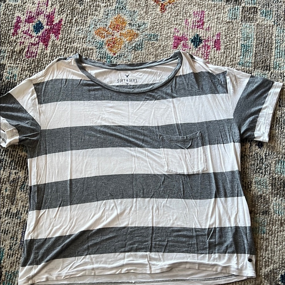 Soft & Sexy Grey Striped Tee